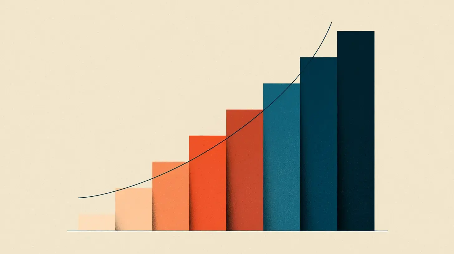 Stylized illustration of an ascending staircase of tonal swatches with a swooping lightness curve
